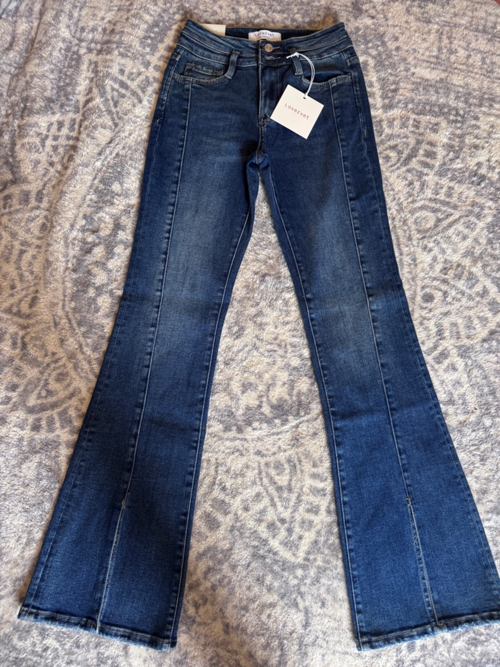 Lovervet Dark Blue Flare Jeans — Women's High-Rise Wide Leg